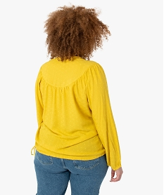 blouse femme grande taille unie ajustable dans le bas jaune chemisiers et blousesC155901_3