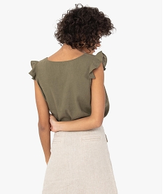 blouse femme sans manches contenant du lin vert blousesC156801_3