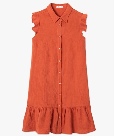 robe femme en gaze de coton a col chemise orangeC160101_4