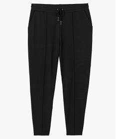 pantalon femme grande taille avec couture sur l’avant noirC162601_4