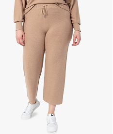 pantalon femme grande taille en maille souple avec large ceinture beigeC162801_2