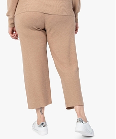 pantalon femme grande taille en maille souple avec large ceinture beigeC162801_3