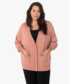 gilet femme grande taille en maille souple et gros boutons rose pulls et giletsC165701_1