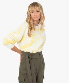 pull femme oversize bicolore jaune pullsC167801_1