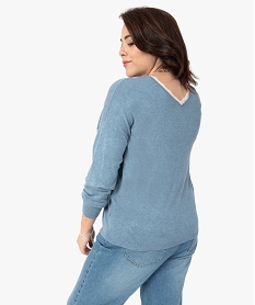 pull femme grande taille en maille fine et col en dentelle bleu pulls et giletsC168301_3