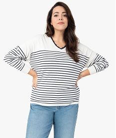 pull femme grande taille en maille fine et col en dentelle imprime pulls et giletsC168401_1