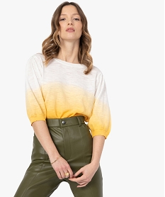 pull femme a manches bouffantes coloris tie and dye jaune pullsC171701_2