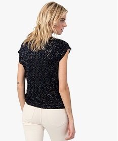 tee-shirt femme imprime avec finitions dentelle bleuC172601_3