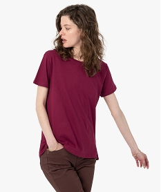 GEMO Tee-shirt femme à manches courtes avec dos plus long Rouge