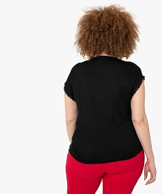 tee-shirt femme grande taille a manches courtes et col v et dentelle noir t-shirts manches courtesC173501_3