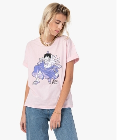 tee-shirt femme a manches courtes avec motif – one piece rose t-shirts manches courtesC174701_2