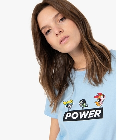 tee-shirt femme avec motif – powerpuff girls bleu t-shirts manches courtesC174801_2