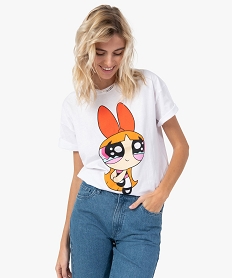 GEMO Tee-shirt femme à manches courtes avec motif XXL- Powerpuff Girls Blanc