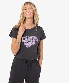 GEMO Tee-shirt femme à manches courtes avec motif - Camps United Gris
