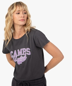 tee-shirt femme a manches courtes avec motif - camps united grisC175301_2