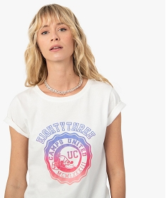 tee-shirt femme a manches courtes avec motif – camps united beigeC175401_2