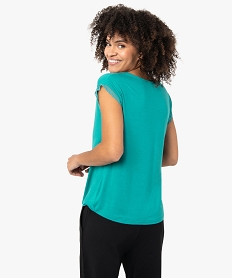 tee-shirt femme a manches courtes avec col v en dentelle vert t-shirts manches courtesC176401_3