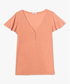 tee-shirt femme manches courtes effet volant orangeC177001_4