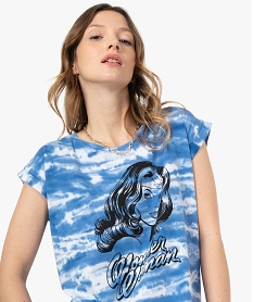 tee-shirt femme bicolore avec motif – wonder woman bleu t-shirts manches courtesC179001_2