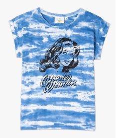 tee-shirt femme bicolore avec motif - wonder woman bleuC179001_4