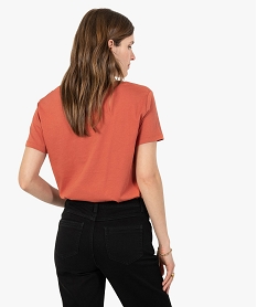 tee-shirt femme a col v et manches courtes orangeC179101_3