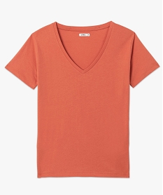 tee-shirt femme a col v et manches courtes orangeC179101_4