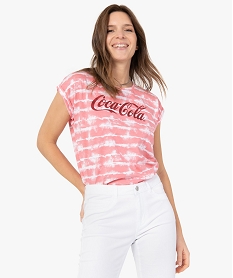 GEMO Tee-shirt femme à manches courtes avec inscription - Coca Cola Rouge