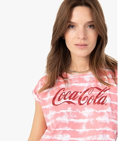 tee-shirt femme a manches courtes avec inscription - coca cola rougeC180101_2