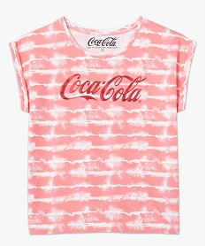 tee-shirt femme a manches courtes avec inscription - coca cola rougeC180101_4