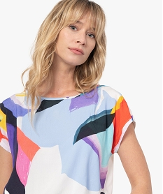 tee-shirt femme multicolore bi-matieres multicolore t-shirts manches courtesC180301_2