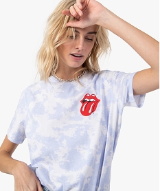 tee-shirt femme imprime a manches courtes- the rolling stones blancC180901_2