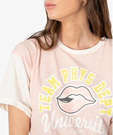 tee-shirt femme a motif – camps united roseC181101_2