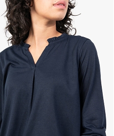 tee-shirt femme avec dos en dentelle et manches 34 bleu t-shirts manches longuesC183101_2