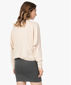 tee-shirt femme a manches longues en maille beigeC183701_3