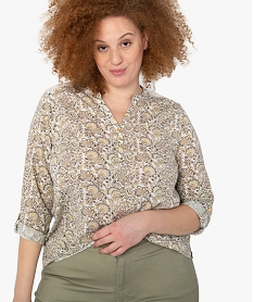 tee-shirt femme grande taille imprime col v et dos dentelle imprime t-shirts col vC184701_2