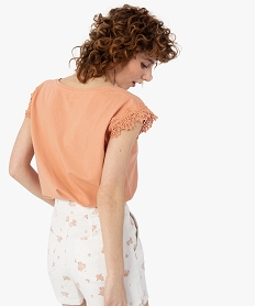 tee-shirt femme sans manches avec emmanchures dentelle roseC188601_3