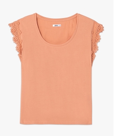 tee-shirt femme sans manches avec emmanchures dentelle roseC188601_4