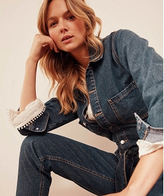 GEMO Combinaison pantalon femme en jean Bleu