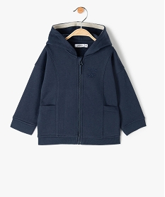 sweat zippe molletonne a capuche bebe garcon bleu sweatsC194301_1