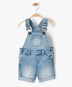 salopette bebe garcon courte en jean delave bleu jeansC195001_1