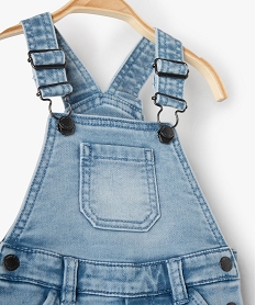 salopette bebe garcon courte en jean delave bleu jeansC195001_3