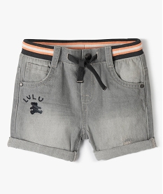 GEMO Short bébé garçon en jean avec ceinture rayée - LuluCastagnette Gris