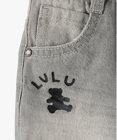 short bebe garcon en jean avec ceinture rayee - lulucastagnette grisC195201_2