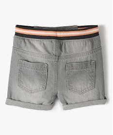 short bebe garcon en jean avec ceinture rayee - lulucastagnette gris shortsC195201_3