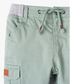 pantalon bebe garcon coupe battle a revers et taille elastiquee vertC195401_2