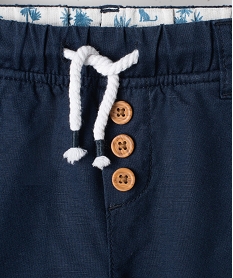 bermuda bebe garcon en lincoton a taille elastiquee et boutonniere bleu shortsC196501_2