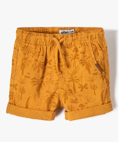 GEMO Bermuda bébé garçon en toile à taille élastiquée Jaune