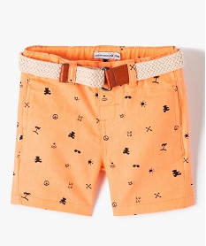 short bebe garcon imprime en lin et coton - lulucastagnette orange shortsC197201_1