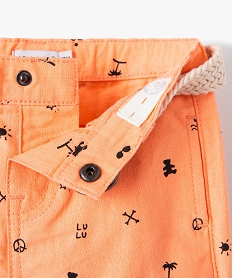 short bebe garcon imprime en lin et coton - lulucastagnette orange shortsC197201_2