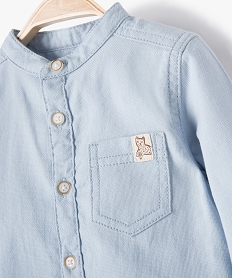 chemise bebe garcon manches longues avec col mao bleuC197701_2